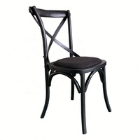 Chaise de bar haute ED-023 de style français minimaliste avec dossier croisé en bois massif et rotin, coussin moelleux, pour hôtel et usage domestique