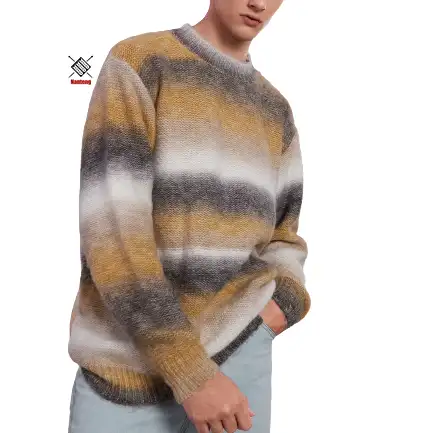 Casual Custom Knitted Mohair Wool Oversized Sweater Men