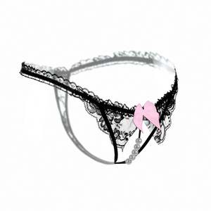 Biancheria intima carina da <span class=keywords><strong>donna</strong></span> <span class=keywords><strong>mutandine</strong></span> sottili a forma di T a vita bassa con maglia vuota a maglia aperta con perla - Product Image 5