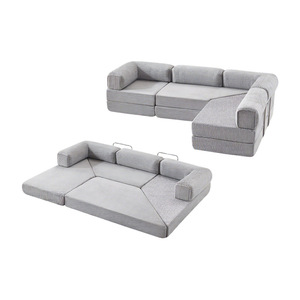 Ensemble de canapé-<span class=keywords><strong>lit</strong></span> modulaire convertible en forme de L, canapé inclinable avec design pliable portable pour salon, utilisation en salle de sport, meubles de salon - Product Image 2