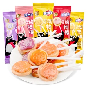 Piruletas Divertidas con Forma de Animales de Dibujos Animados, Caramelos Duros con Sabor a Frutas para Niños, <span class=keywords><strong>Bolsa</strong></span> de Sabores Mixtos de Doble Tono, Alta Calidad, Venta al por Mayor - Product Image 1
