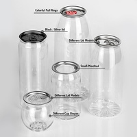 Bouteilles de boisson en plastique PET de qualité alimentaire, 330 ml, 500 ml, vides, avec languette d'ouverture facile, boîtes en plastique avec couvercles