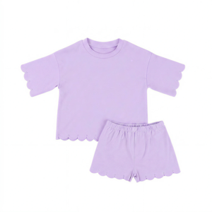 Puresun Expédition Rapide Vêtements pour Enfants Manches Courtes Coton Festonné Deux Pièces Tenues Filles Ensembles Vêtements d'Été pour Filles - Product Image 5