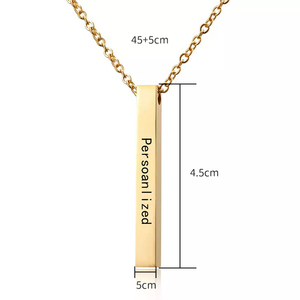Personnalisé Nom Imprimé Or 18K Acier inoxydable Collier Fashion T-Shape Slim Blank Vertical Pendentif Collier - Product Image 6