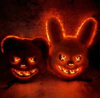 Wellinology Bloody Bunny Mask Halloween Scary Mask Bear Rabbit Bunny Mask, Plush Animal Head Mask, Cosplay Costume Props Party