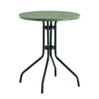 Table de bistrot ronde d'extérieur résistante aux intempéries avec plateau vert et pieds en métal noir, table de salle à manger pour jardin, patio, balcon, café