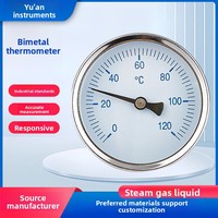 Termómetro Bimetálico de Suministro Directo, Medidor de Temperatura de Acero Inoxidable 4-20mA, Resistente a Impactos, Tipo Universal Radial/Axial con Dial