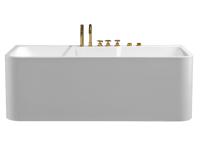 Baignoire autoportante en acrylique CUPC à vente chaude 2025 avec robinet doré, baignoire blanche autoportante avec hydromassage