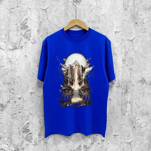 Camiseta de Manga Corta para Hombre, Estilo Americano, Estampado Místico de Templo, Transpirable, con Logotipo Frontal, Vintage, Oversize, 100% Algodón, Dropshipping - Product Image 3