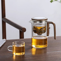 Théière en verre résistante à la chaleur avec filtre à séparation magnétique sans tige à aspiration directe, absorption des bulles, un seul clic pour filtrer, directement de l'usine
