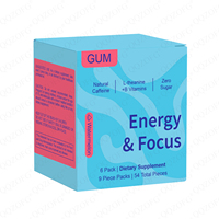 Comprimés de Gomme Énergisante Pastèque 6 Paquets 54 Pièces au Total Caféine Naturelle L-Théanine Vitamines B Supplément pour la Concentration Cérébrale