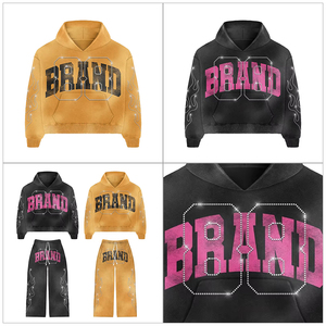 Inverno personalizzato per ricamo stampa digitale in rilievo con cappuccio tinta unita OEM Streetwear abbigliamento azienda proprio Logo felpa con cappuccio - Product Image 2