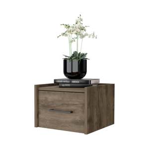Dark Brown <b>Wall</b> Mounted Floating Nightstand With Drawer For Bedroom <b>Storage</b> - Product Image 4
