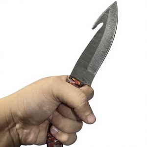 Cuchillo de hoja fija Drop Point de acero de Damasco forjado con mango de madera Pakka azul, personalizable para caza, camping y supervivencia, 3 años de garantía. - Product Image 2