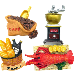 Autocollants de réfrigérateur en résine tridimensionnelle européenne Yijia, magnétiques, <span class=keywords><strong>pain</strong></span> de homard, café, emballage de légumes - Product Image 1