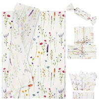 Papier de soie imperméable à motifs végétaux Qibai, paquet cadeau, papier de soie artisanal personnalisé, sac cadeau pour l'artisanat