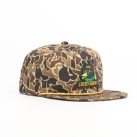 Op maat gemaakte pet met geborduurd logo, 5-delige, ongestructureerde snapback petten met camouflageprint