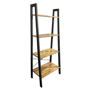 Metal Wooden Bathroom Living Room Home Brackets Storage Heavy Duty Display Book Wall Corner 4 Layer Bookcase Rack Shelf