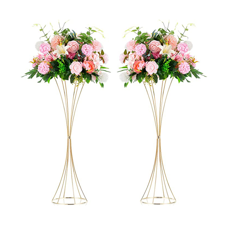 Gold Metal Flower Centerpieces For Wedding Tables,Geometric Floral Centerpiece Stand For Tabletop Event Party Birthday