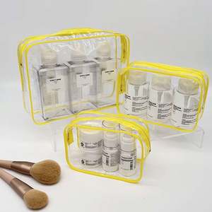 Sac de maquillage en plastique avec logo personnalisé, fermeture éclair, portable, imperméable, sacs cosmétiques, voyage en plein air, anti-poussière, sac de rangement en PVC - Product Image 3