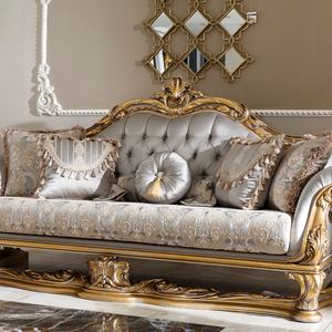 अनुकूलित लक्जरी यूरोपीय ठोस लकड़ी सोने के सोफे सेट हाथ से नक्काशीदार फर्नीचर घर के लिए शाही फ्रेंच थीम - Product Image 5