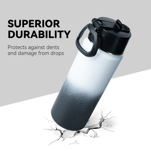 Bouteille d'eau isotherme en acier inoxydable de 18 oz avec couvercle à paille, poignée de transport robuste, anti-fuite, maintient au froid 24h et au chaud 12h, idéale pour les voyages - Product Image 2