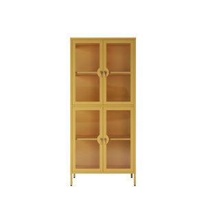 Giallo vibrante libreria di vetro a 4 porte alto <span class=keywords><strong>Bar</strong></span> & vetrina personalizzabile arredamento per la casa moderna per la conservazione del vino all'ingrosso - Product Image 3