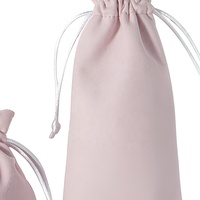 Pochette à bijoux en velours personnalisée écologique avec cordon de serrage, en tissu suédé double face, estampage argenté, pour rangement de colliers et lunettes