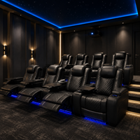 Fauteuil inclinable électrique de luxe pour home cinéma avec éclairage LED, porte-gobelet et port USB, en cuir