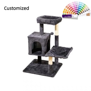 Luxury Wooden Minimalist <b>Cat</b> <b>Tree</b> with Plush <b>Cat</b> Climbing Frame-<b>Scratch</b>-Resistant Large <b>Cat</b> House & Tower All Seasons - Product Image 1