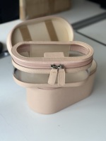 Ensemble de trousses de toilette en cuir vegan Saffiano avec lettres personnalisées, sac de rangement transparent en PVC, grande capacité, sac de voyage pour articles de toilette