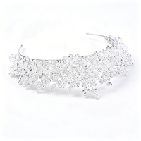 Couronnes de concours élégantes en cristal blanc baroque, diadèmes en zircon, bandeaux de mariée argentés, accessoires de coiffure pour femmes