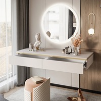 Commande en gros de 300 unités, table de maquillage murale flottante en bois avec miroir et tiroirs