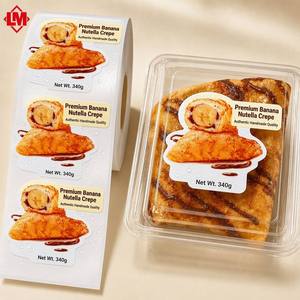 Étiquettes de boulangerie imperméables personnalisées avec logo, en rouleau, pour l'emballage des crêpes à la banane et à la <span class=keywords><strong>Nutella</strong></span>, autocollants en papier synthétique - Product Image 2