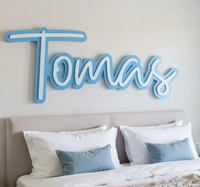 Panneau nominatif personnalisé en acrylique avec police cursive, monogramme initial, ornement mural pour la maison