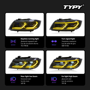ชุดไฟหน้า LED TYPY ใหม่ 12V สำหรับรถยนต์ซีรีส์ 3 E90 ปี 2005-2012 พร้อมไฟวิ่งกลางวันและไฟเลี้ยวแบบ Sequential - Product Image 4