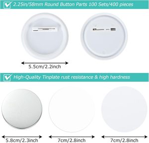 Phụ kiện máy làm huy hiệu: Nút huy hiệu 58mm/2.25 inch, mặt sau trong suốt, giấy trắng, phụ kiện - Product Image 2