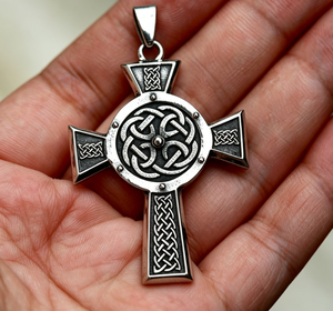 Celtic <b>Cross</b> Pendant Necklace In Antique Silver Plated Alloy Unisex Religious Jewelry Gift Everyday Wearing - Product Image 1