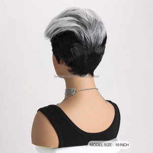 Perruque complète synthétique pour <span class=keywords><strong>femme</strong></span>, <span class=keywords><strong>cheveux</strong></span> courts, gris argenté, vente en gros du fabricant - Product Image 4