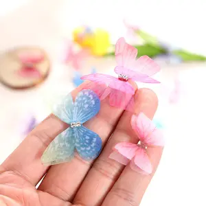 4CM Width Colorful Rhinestones Printed Tulle Butterfly DIY Garment Wedding Dress Hair Accessories Sewing Material Lace Trim