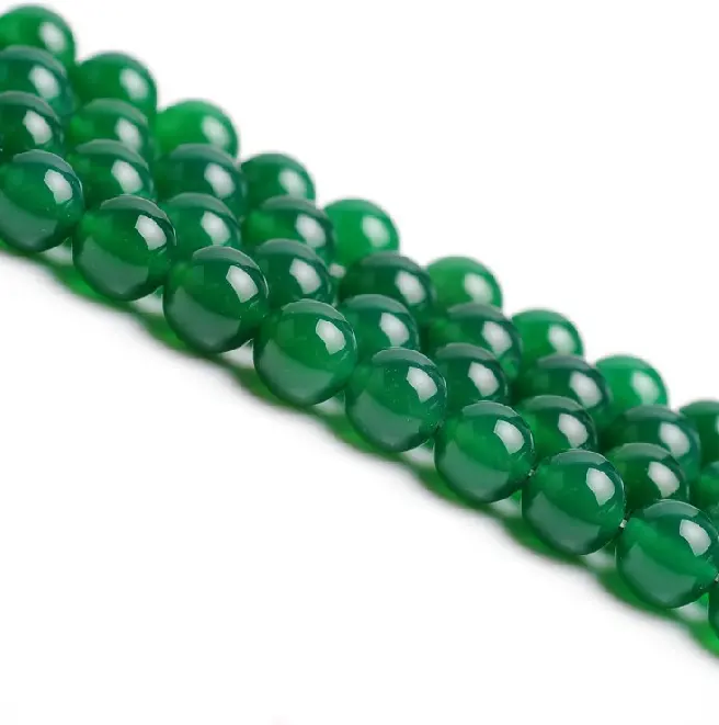 2024 Großhandel Fabrik preis 6mm 8mm 10mm natürliche runde grüne Achat Stein perlen für die Schmuck herstellung
