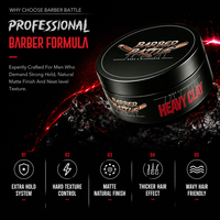 BARBERBATTLE - Arcilla Capilar de Fijación Fuerte para Hombre, con Acabado Mate, Apta para Peinados Cortos y Medios, Más de 20 Años de Experiencia