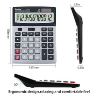 Calculatrice électronique de bureau Foska, 12 chiffres, écran LCD, double alimentation (batterie et solaire), fonctions standard, calculatrices de bureau