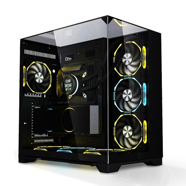 KINPOWER High End Curved Tempered Glass Panel Gabinete ATX Case PC Games Computer Case and Tower
