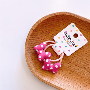 Baby cute cartoon polka dot bow hair tie <span class=keywords><strong>con</strong></span> mini piccolo elastico per ragazze baby color spot scrunchies per bambini - Product Image 6