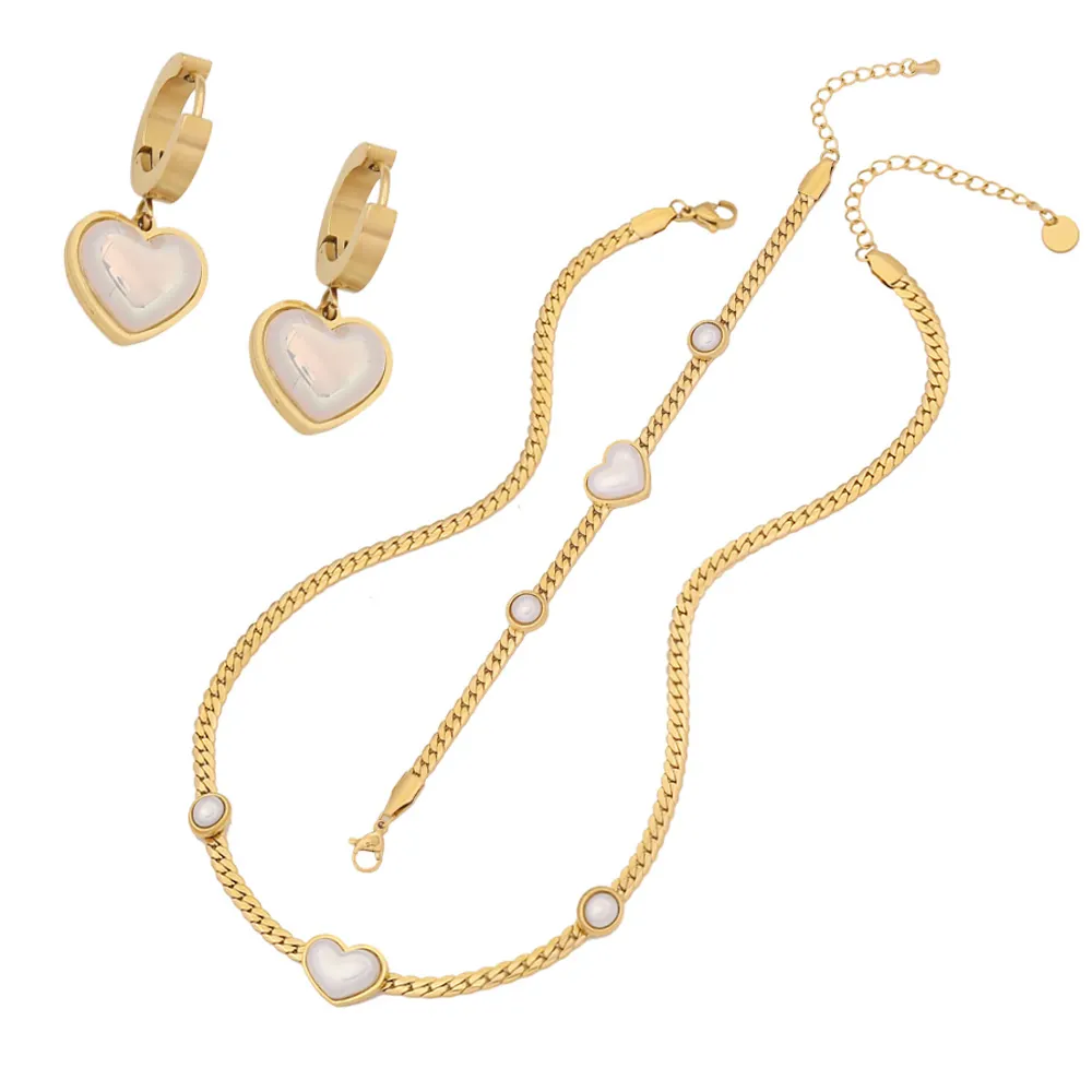 High quality Peach Shell Pearl Necklace 18k gold plated waterproof earrings Necklace bracelet jewelry set