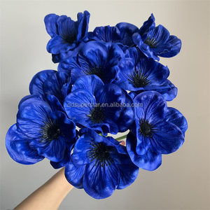 E-819 Flor de Anémona Artificial al por Mayor, Tallo Único, Mini Anémona Artificial de PU, Azul - Product Image 4