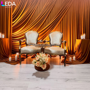 LEDA Weddings <b>Parties</b> <b>Backdrop</b> Decor High-end Luxury Style Brown Fabric Curtain Background - Product Image 2