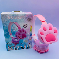 Casque audio Catpaw Cartoon, casque stéréo pliable, casque Bluetooth supra-auriculaire