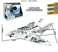Jouets d'avion de chasse militaire à friction en plastique ABS inertiel HDX pour enfants avec son, certifiés CE